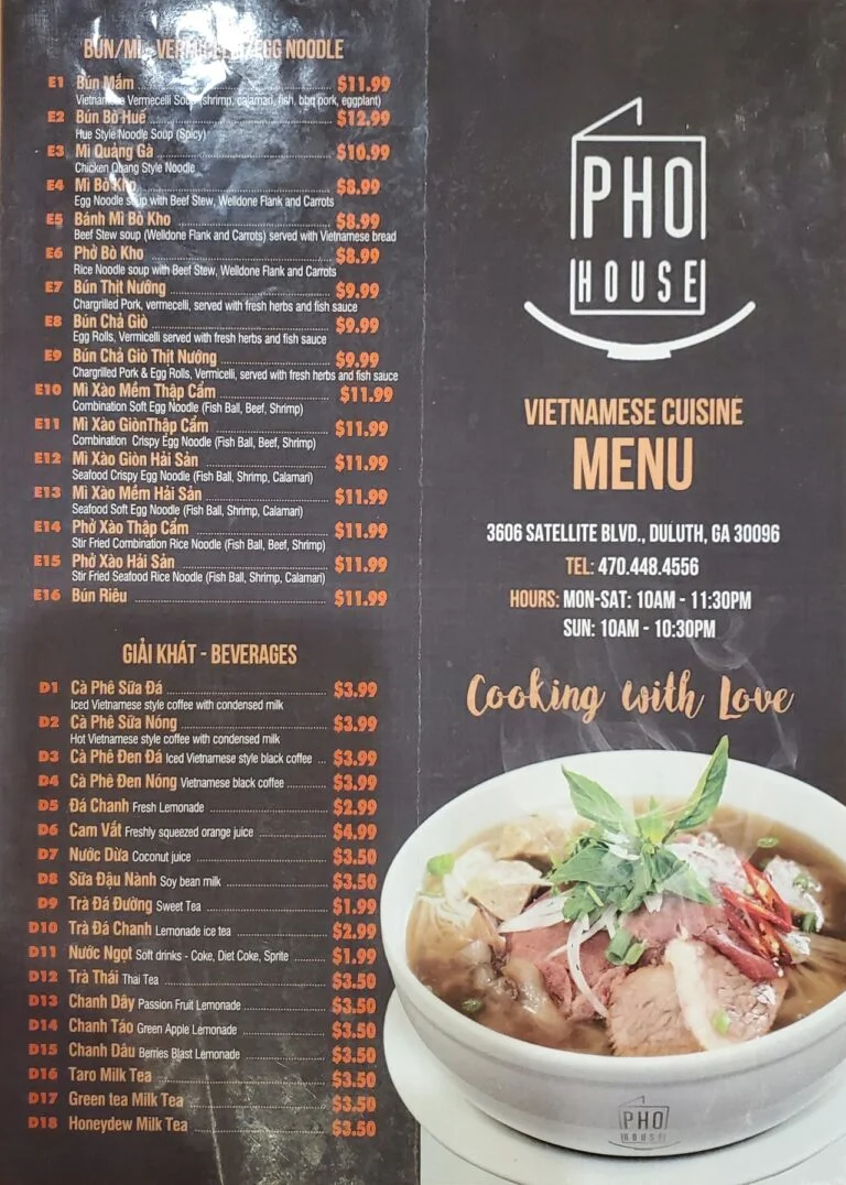 미국 애틀란타 맛집 리뷰 - 포하우스 둘루스 4 phohouse menu2